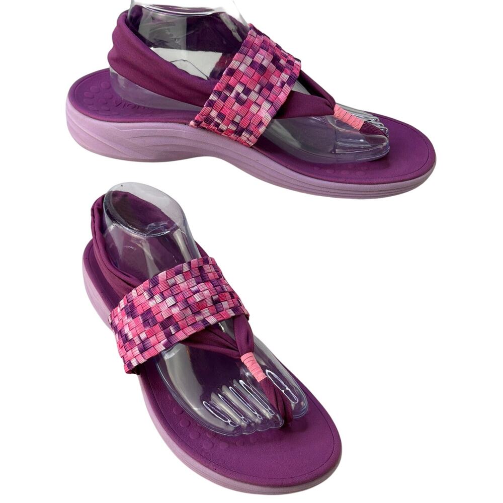 Vionic Tia Ankle Wrap Thong Women Berry Sandal Orthotic Arch Support Comfort S11